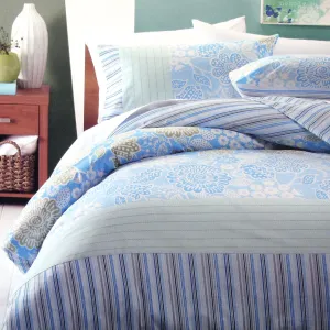 225TC Java Floral Blue Polyester Cotton Quilt Cover Set | Single