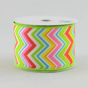 2.5" Multicolor Satin Chevron Ribbon (10 Yards)