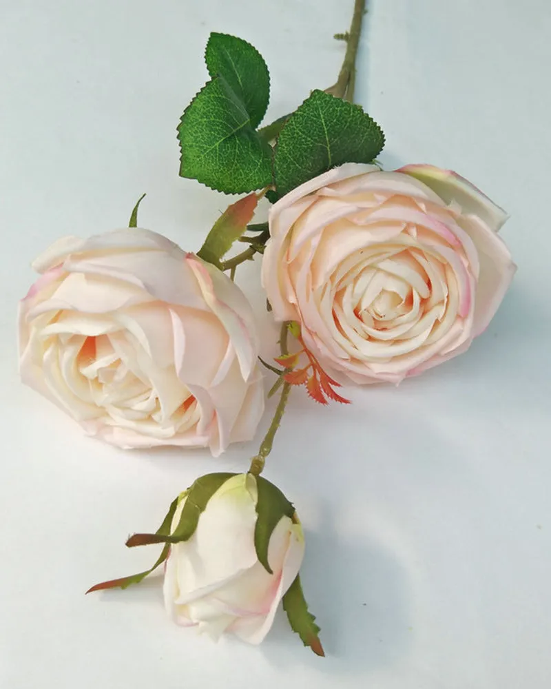 7Pcs Wholesale Three Heads Royal Rose Artificial Flower Wedding Decoration