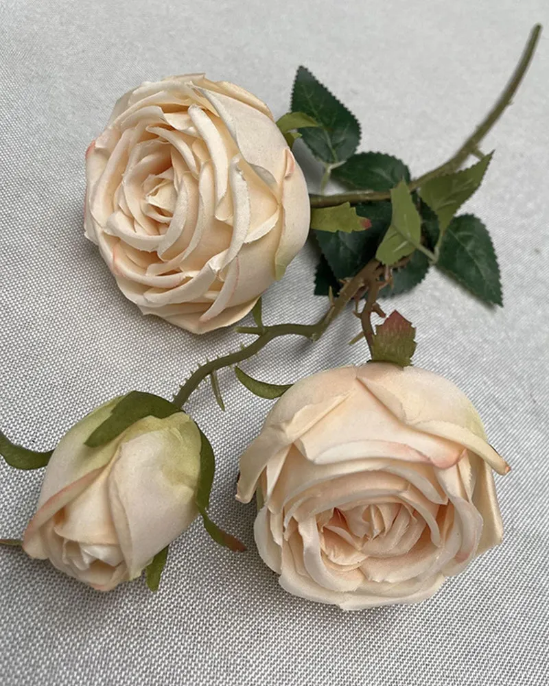 7Pcs Wholesale Three Heads Royal Rose Artificial Flower Wedding Decoration