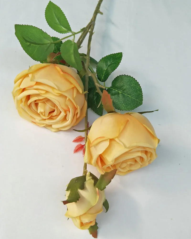 7Pcs Wholesale Three Heads Royal Rose Artificial Flower Wedding Decoration