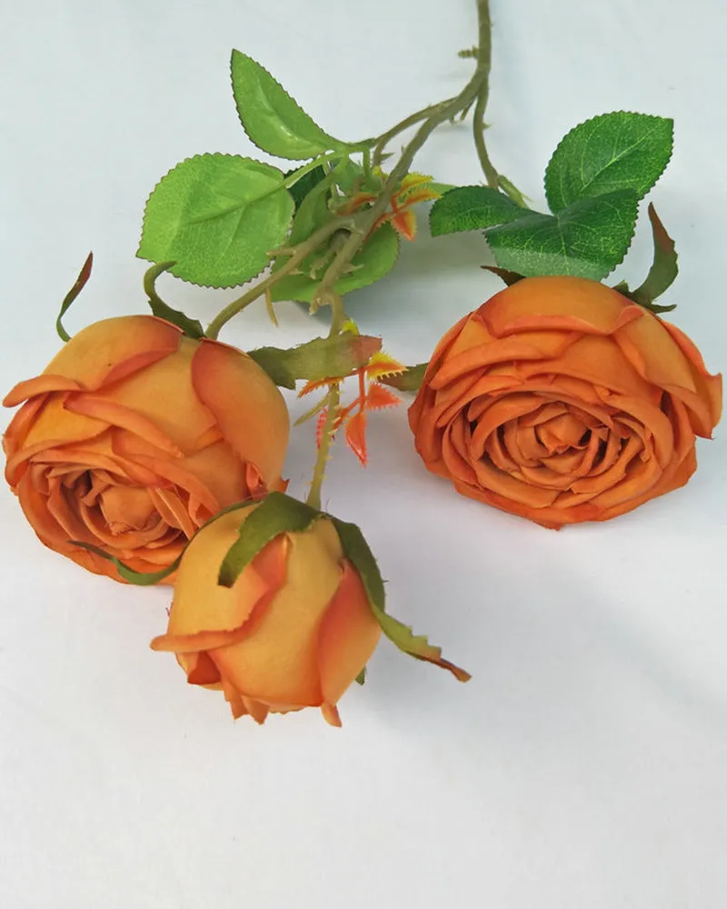 7Pcs Wholesale Three Heads Royal Rose Artificial Flower Wedding Decoration