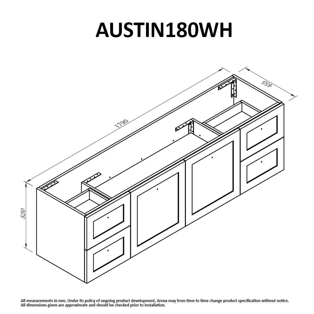 AUSTIN 1800mm Wall Hung Bathroom Vanity