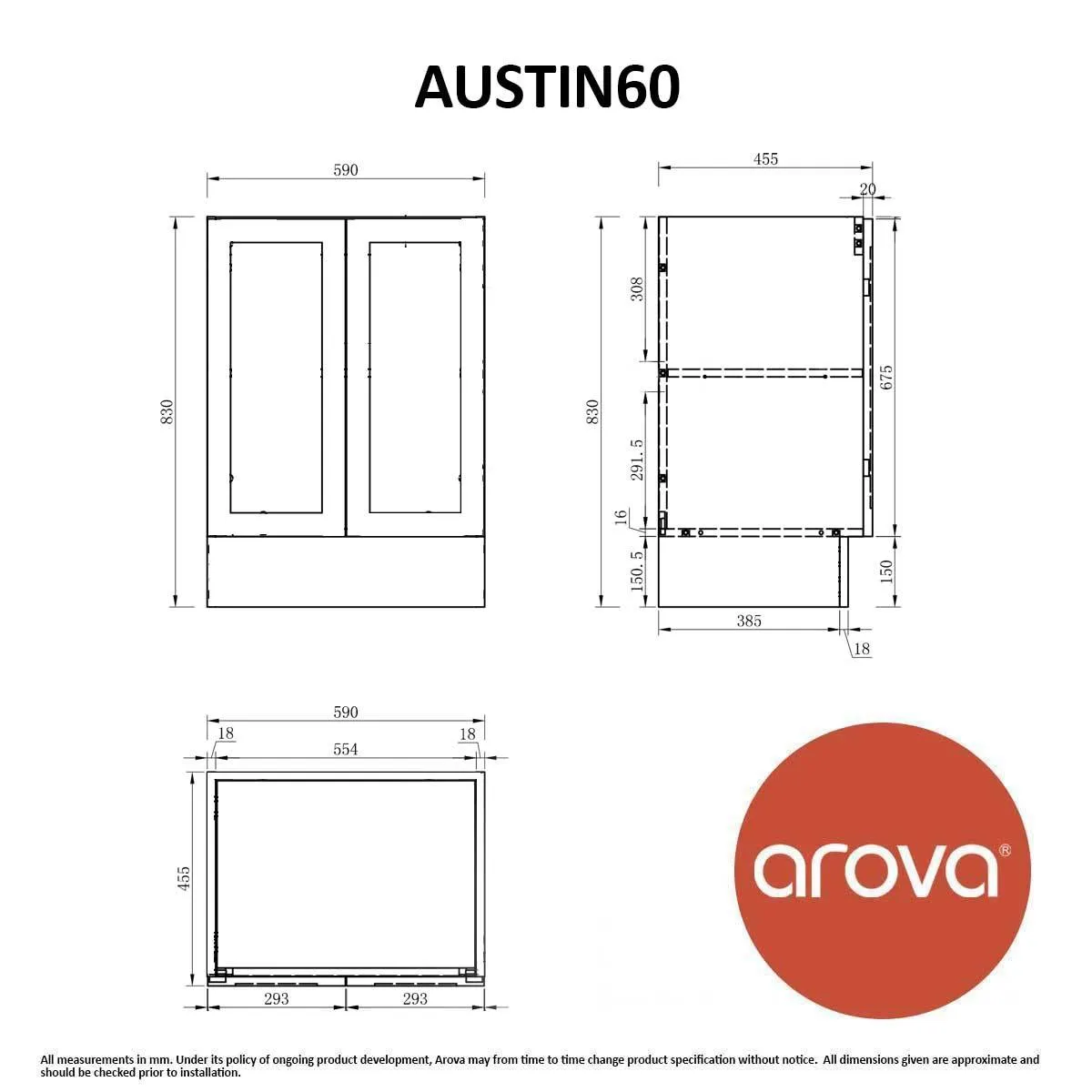 AUSTIN 600mm Floor Standing Bathroom Vanity