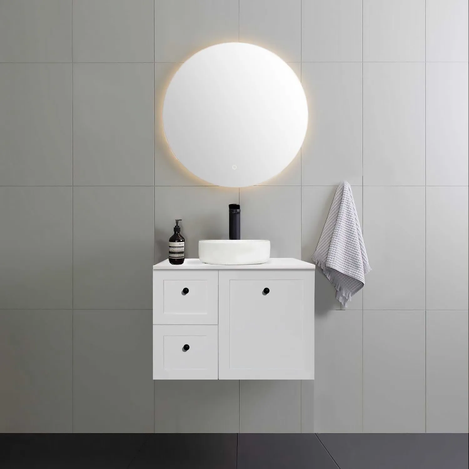 AUSTIN 750mm Wall Hung Bathroom Vanity Left Hand Side
