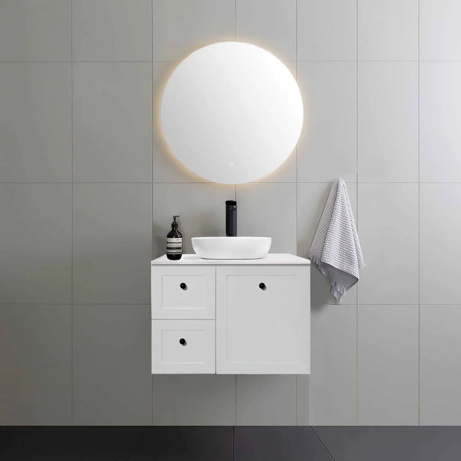 AUSTIN 750mm Wall Hung Bathroom Vanity Left Hand Side