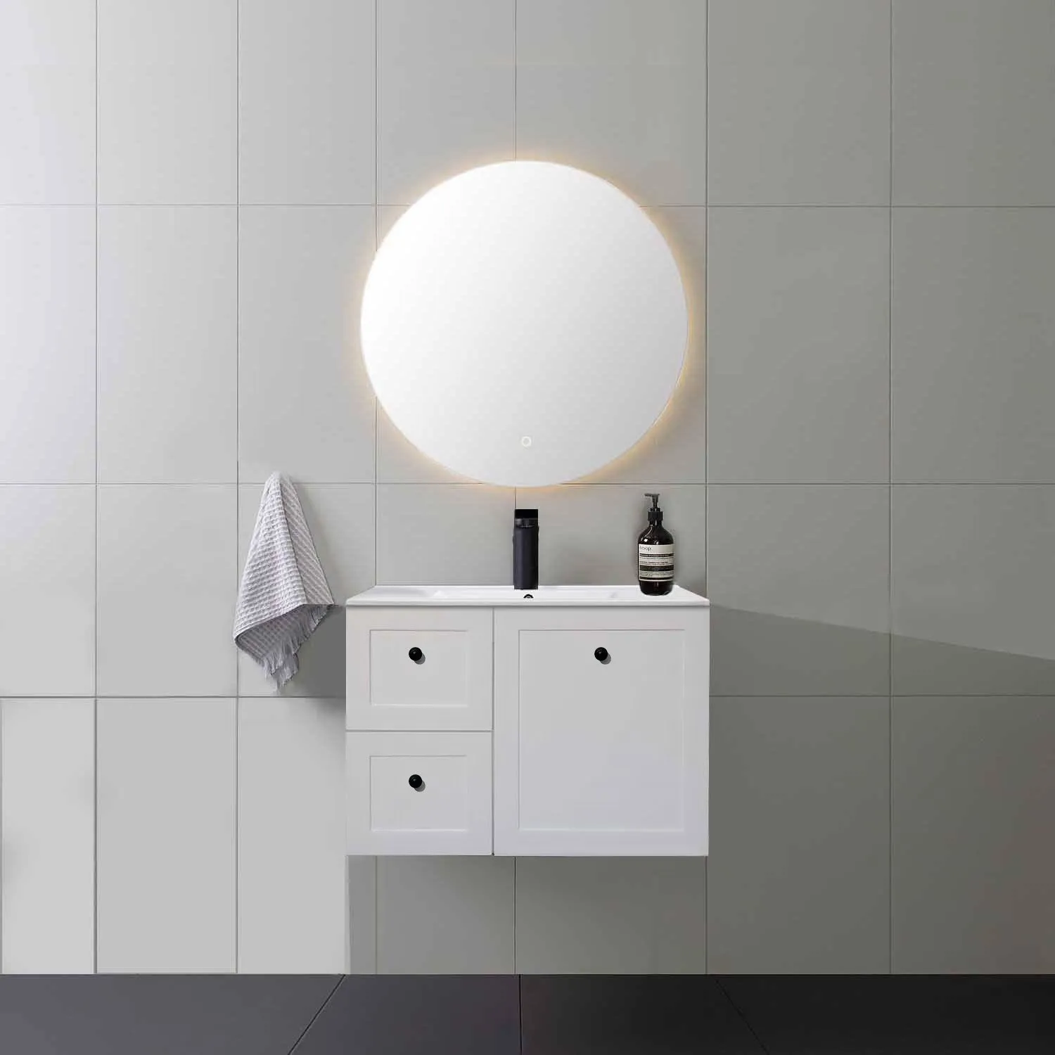 AUSTIN 750mm Wall Hung Bathroom Vanity Left Hand Side