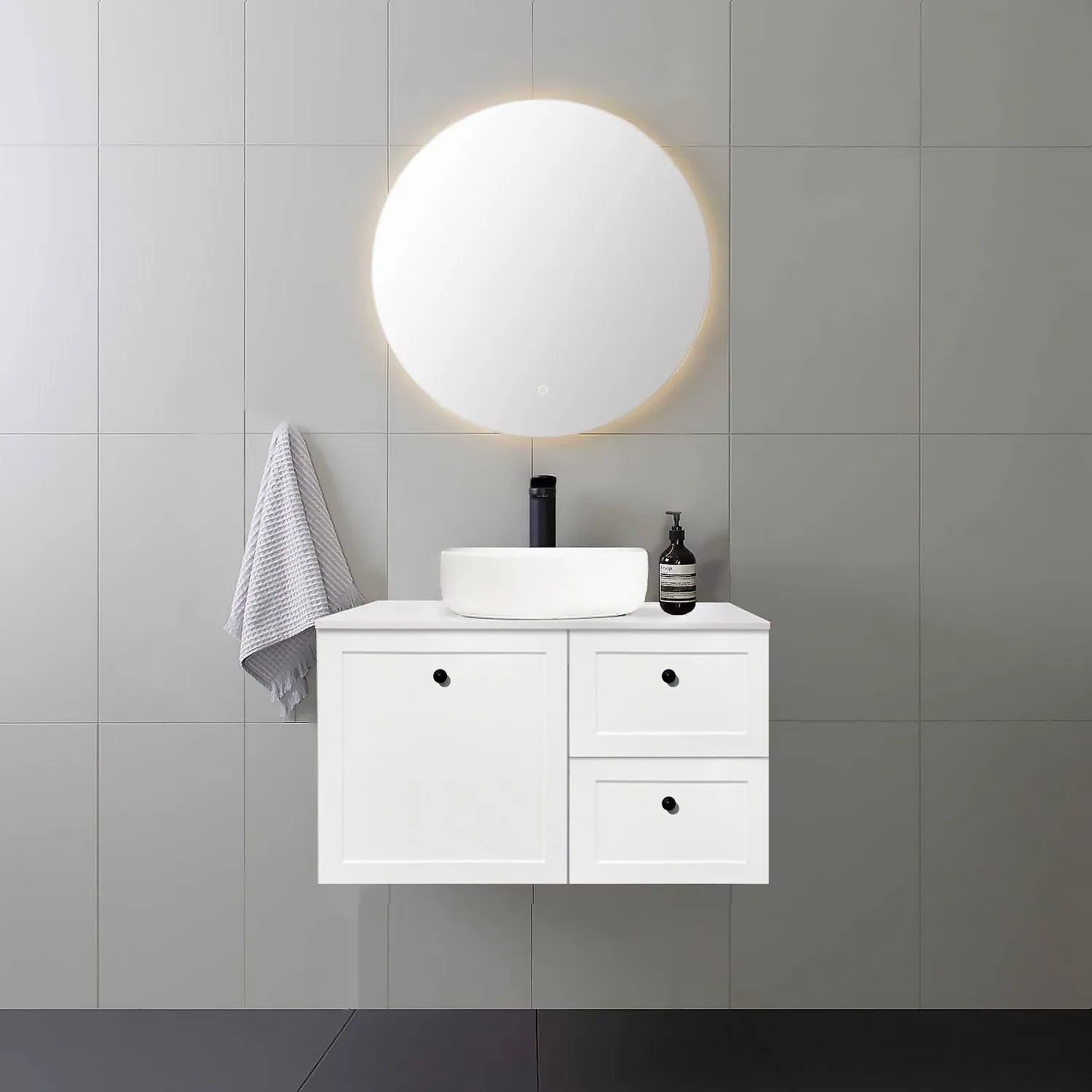 AUSTIN 900mm Wall Hung Bathroom Vanity Right Hand Side