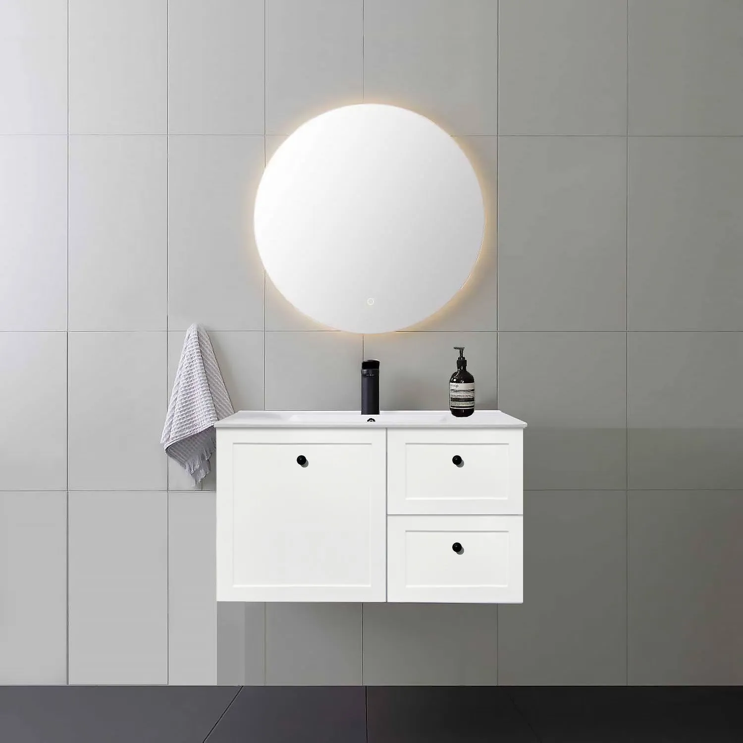AUSTIN 900mm Wall Hung Bathroom Vanity Right Hand Side