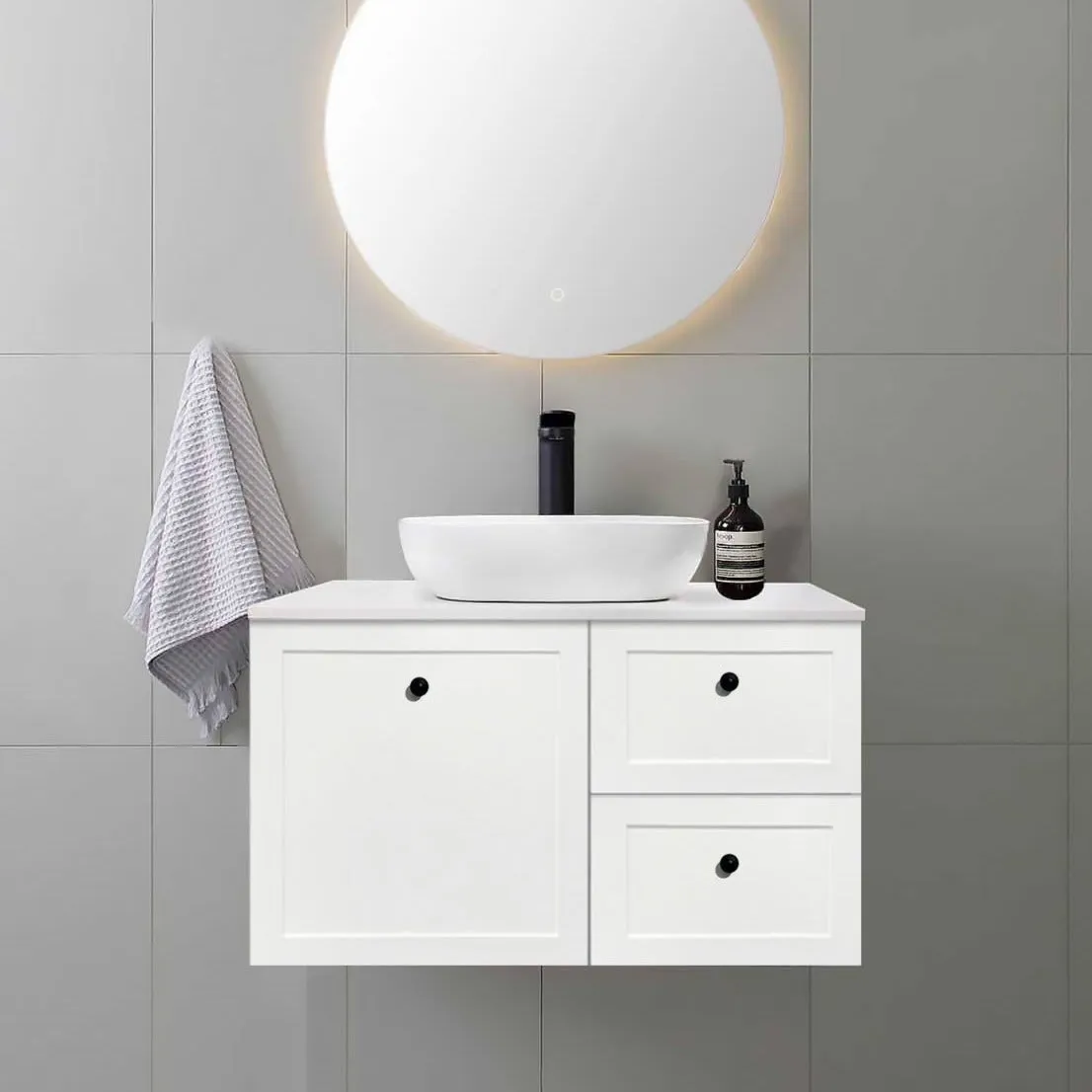 AUSTIN 900mm Wall Hung Bathroom Vanity Right Hand Side