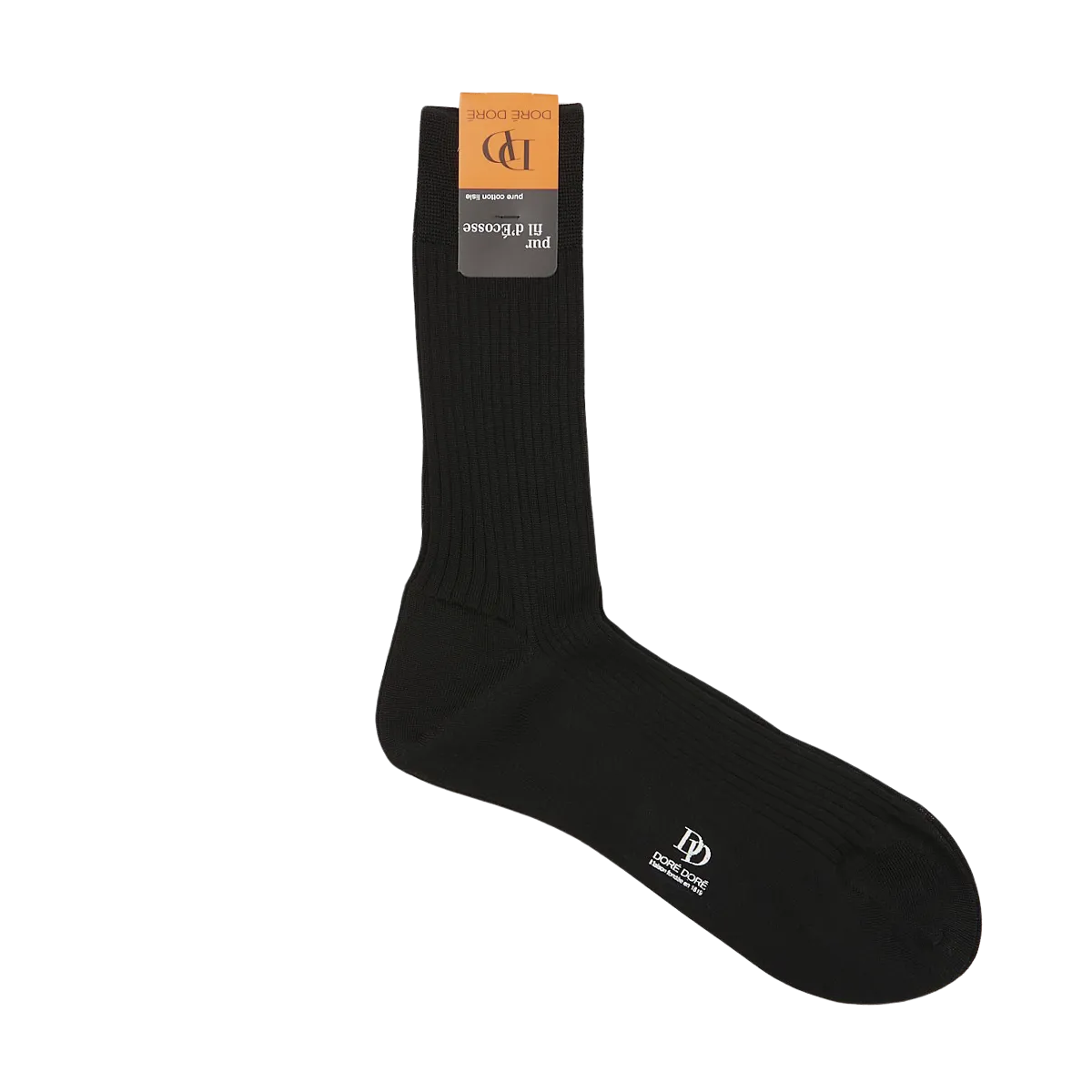 Black Cotton Fil d'Ècosse Ribbed Socks