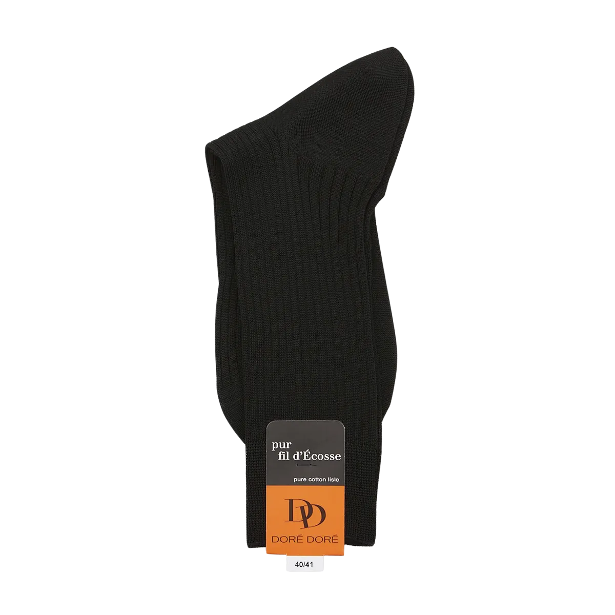 Black Cotton Fil d'Ècosse Ribbed Socks