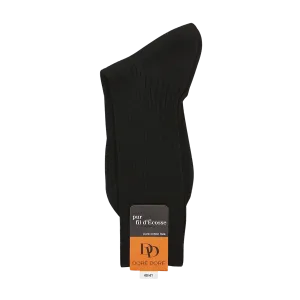 Black Cotton Fil d'Ècosse Ribbed Socks