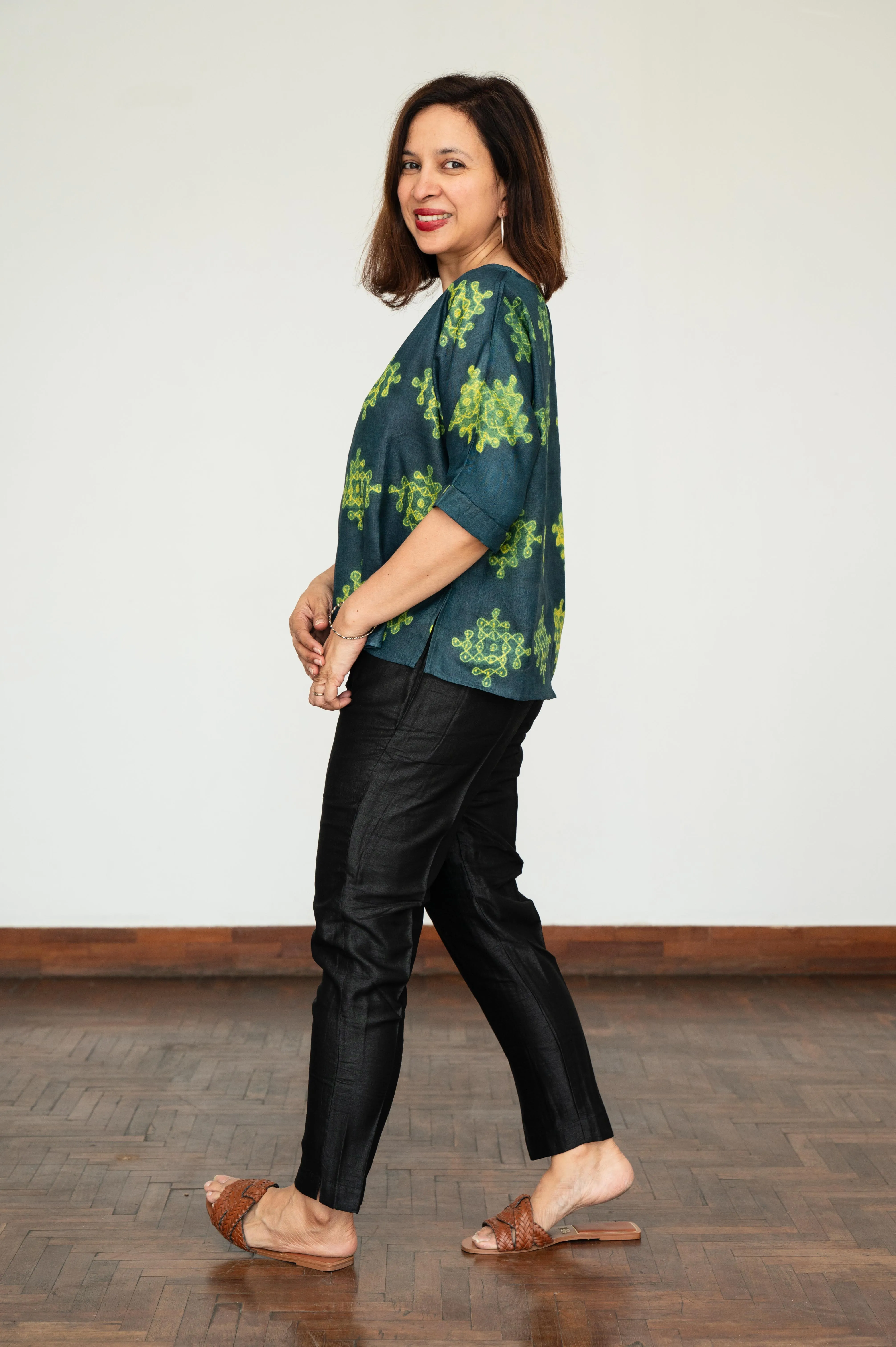 Blue and Green Mura Shibori Blouse