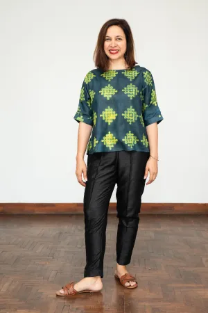 Blue and Green Mura Shibori Blouse