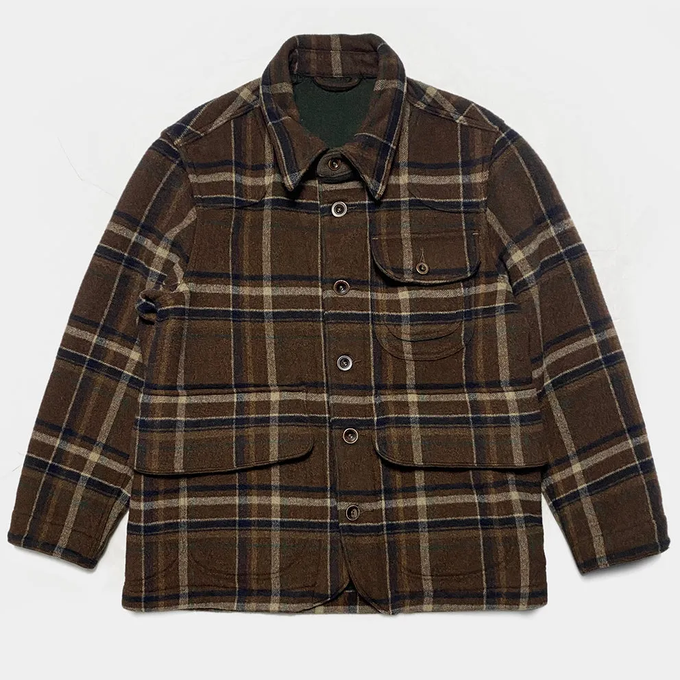 BZEN M.3011 MUSCOVY-BC REGULAR FIT 6 POCKET WOOL BLEND CHECK MELTON HUNTER'S JACKET-900GSM-E0 BROWN CHECK