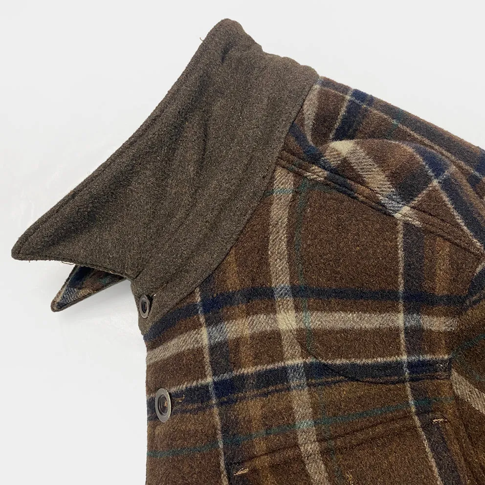 BZEN M.3011 MUSCOVY-BC REGULAR FIT 6 POCKET WOOL BLEND CHECK MELTON HUNTER'S JACKET-900GSM-E0 BROWN CHECK