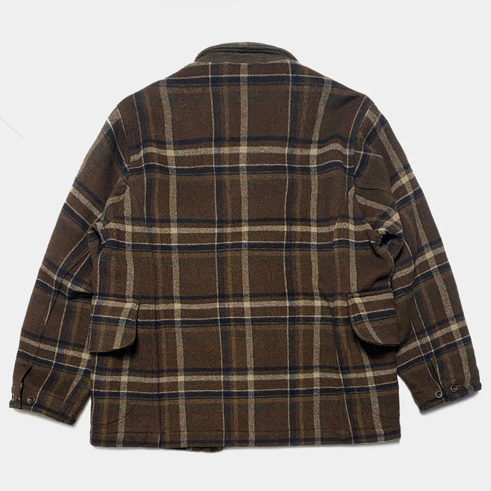 BZEN M.3011 MUSCOVY-BC REGULAR FIT 6 POCKET WOOL BLEND CHECK MELTON HUNTER'S JACKET-900GSM-E0 BROWN CHECK