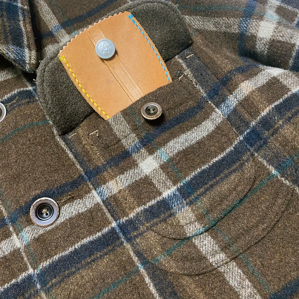 BZEN M.3011 MUSCOVY-BC REGULAR FIT 6 POCKET WOOL BLEND CHECK MELTON HUNTER'S JACKET-900GSM-E0 BROWN CHECK