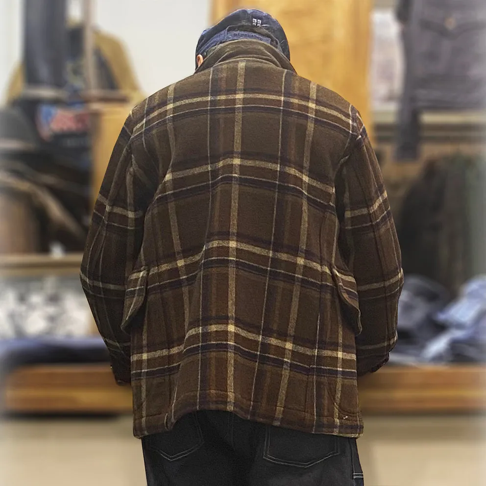 BZEN M.3011 MUSCOVY-BC REGULAR FIT 6 POCKET WOOL BLEND CHECK MELTON HUNTER'S JACKET-900GSM-E0 BROWN CHECK