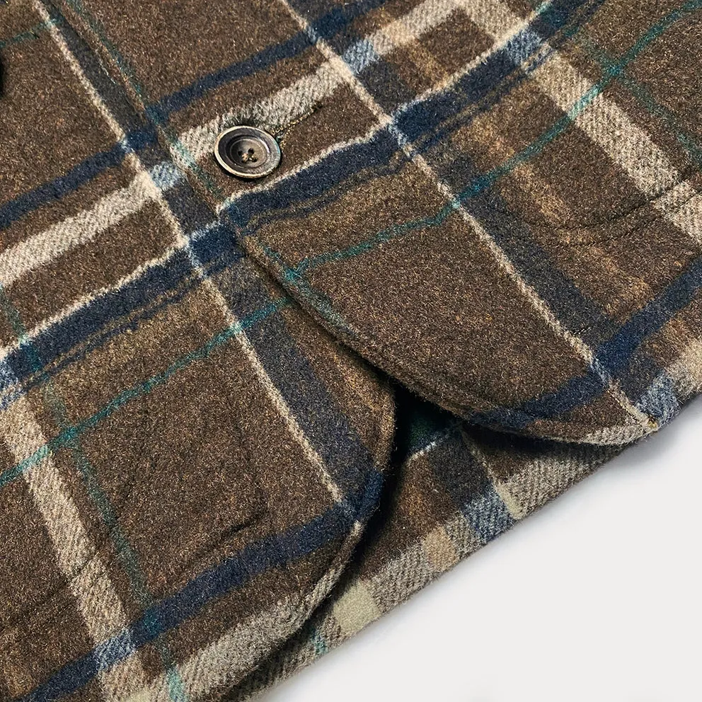 BZEN M.3011 MUSCOVY-BC REGULAR FIT 6 POCKET WOOL BLEND CHECK MELTON HUNTER'S JACKET-900GSM-E0 BROWN CHECK