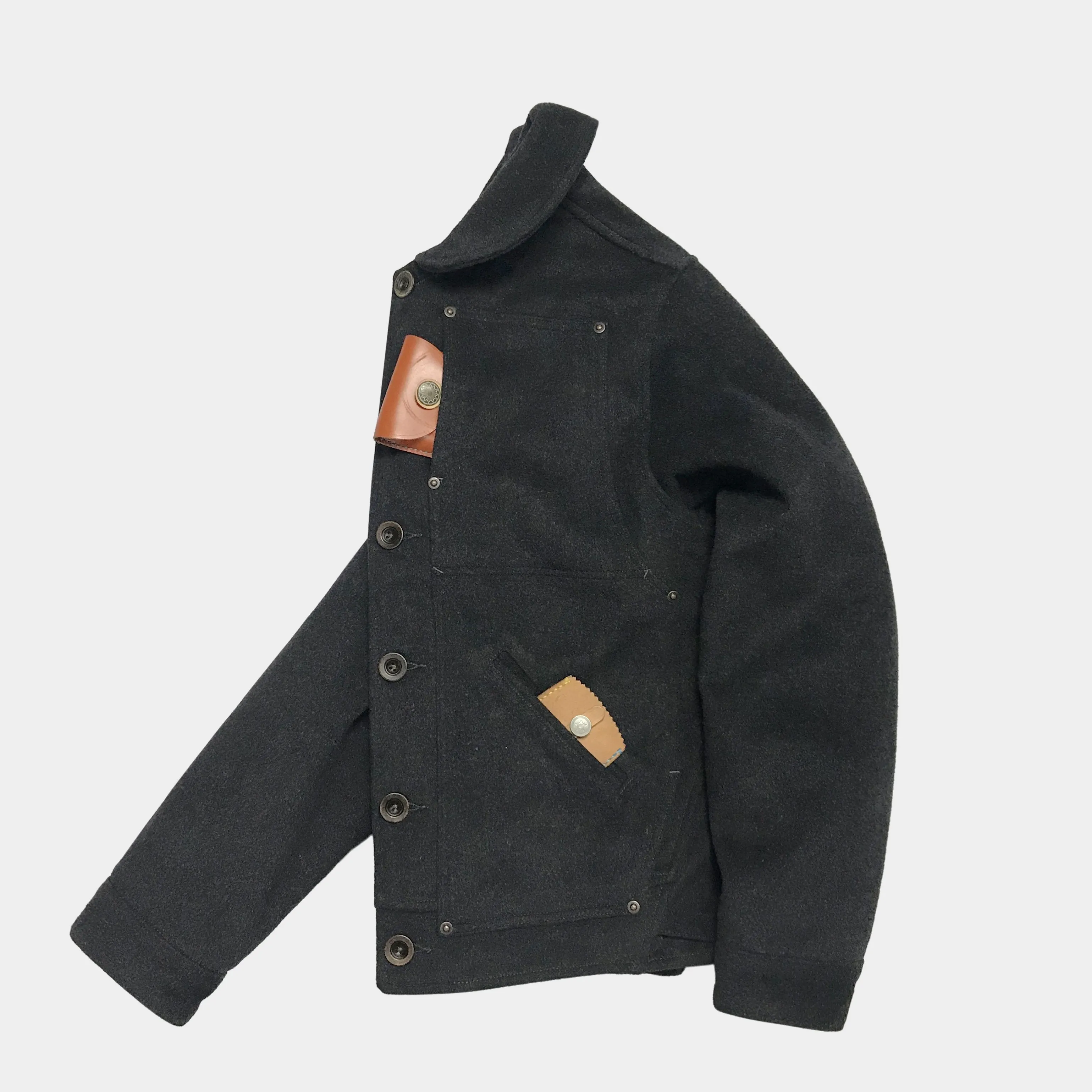 BZEN M.3039-PEPE REGULAR FIT 4 POCKET DOUBLE FRONT PANEL WOOL BLEND JACKET-800GSM-E0 CHARCOAL