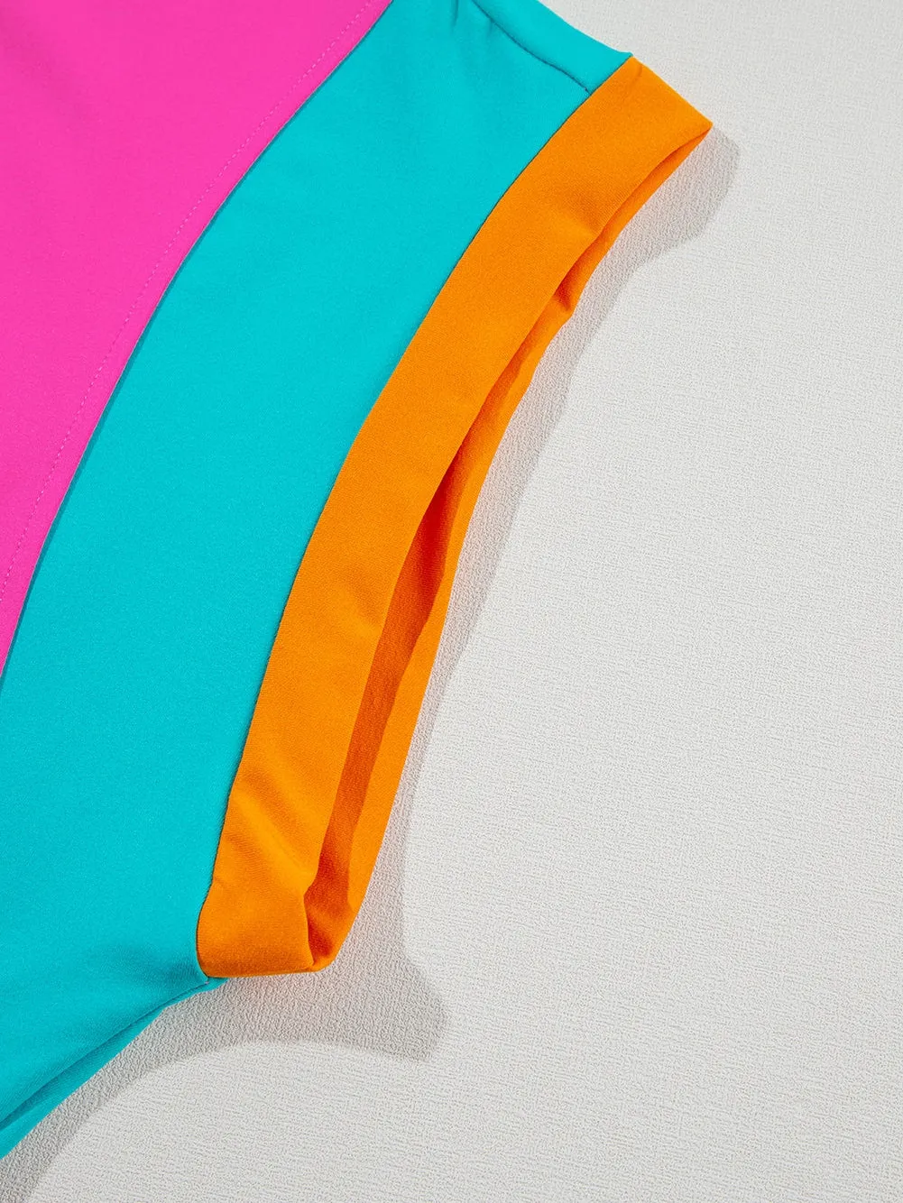 Cap Sleeve Top and Shorts Set in Pink, Teal, and Orange