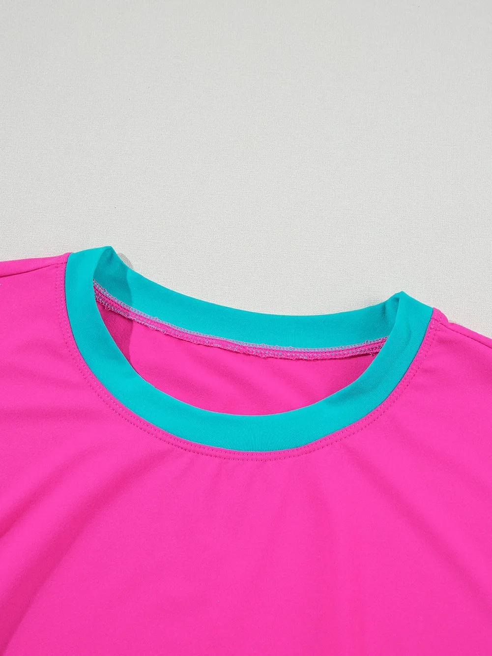 Cap Sleeve Top and Shorts Set in Pink, Teal, and Orange