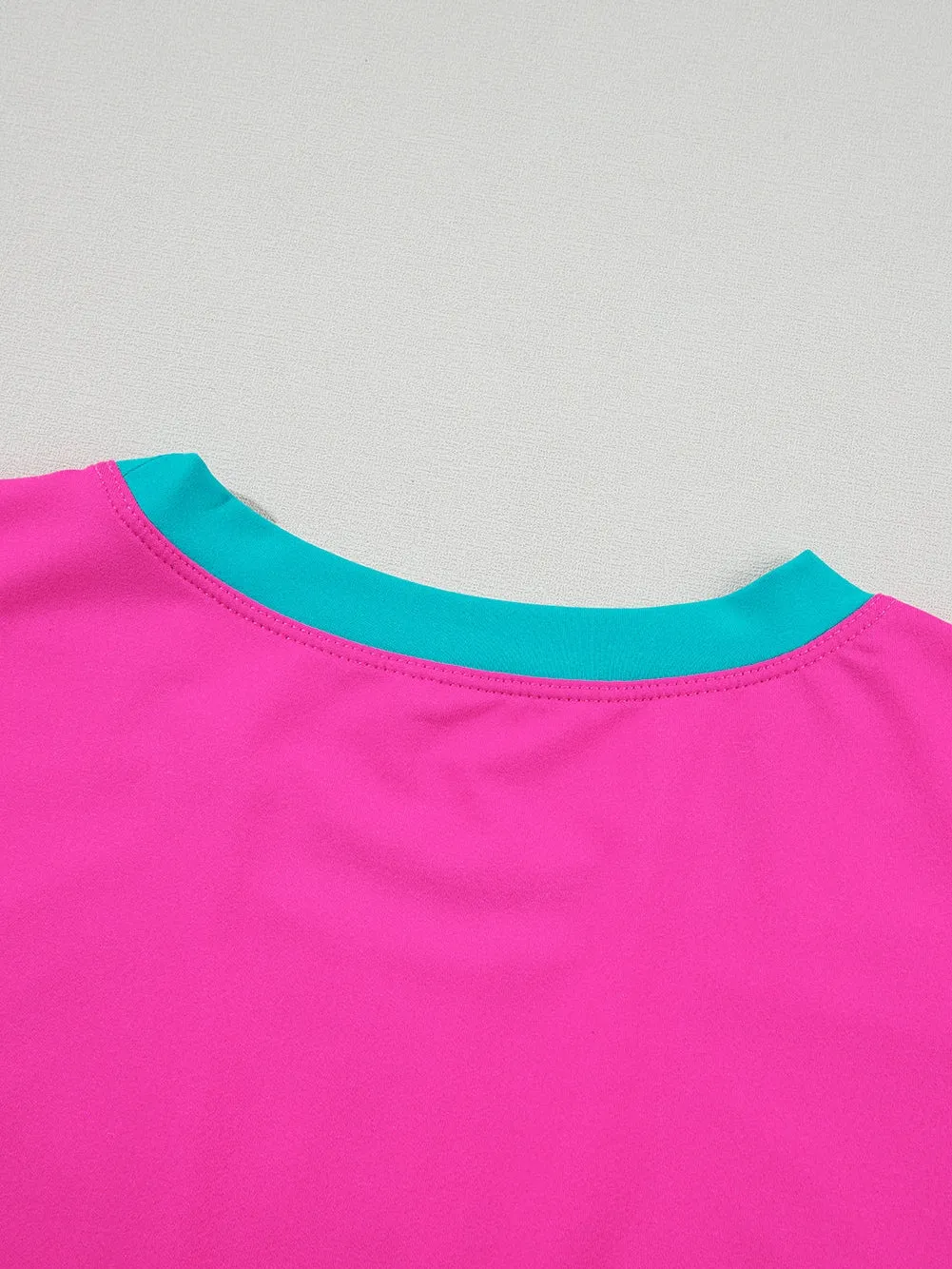 Cap Sleeve Top and Shorts Set in Pink, Teal, and Orange