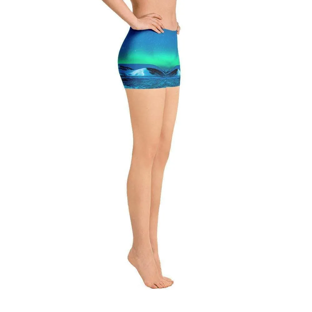 Cosmic Aurora | Blue & Green Sports Shorts | Submission Shark