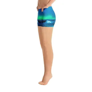 Cosmic Aurora | Blue & Green Sports Shorts | Submission Shark