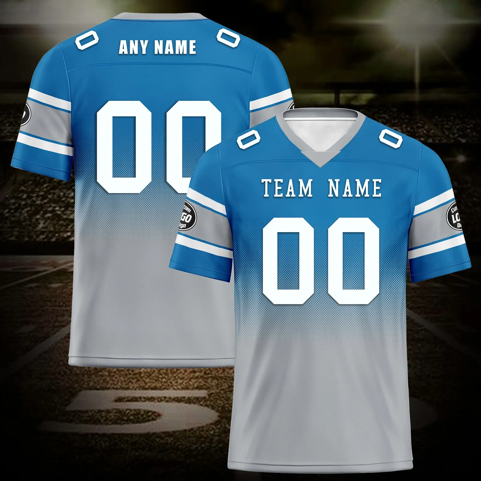 Custom Blue Gray Detroit Football Jersey and Hat Combo Offer Personalized Combo ZH-D020326-11