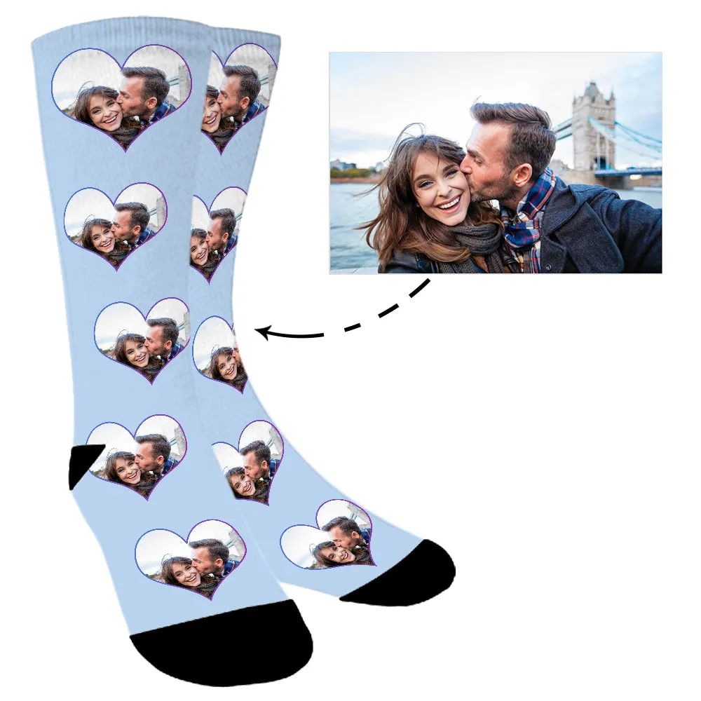 Custom Face Photo In Heart Colorful Socks