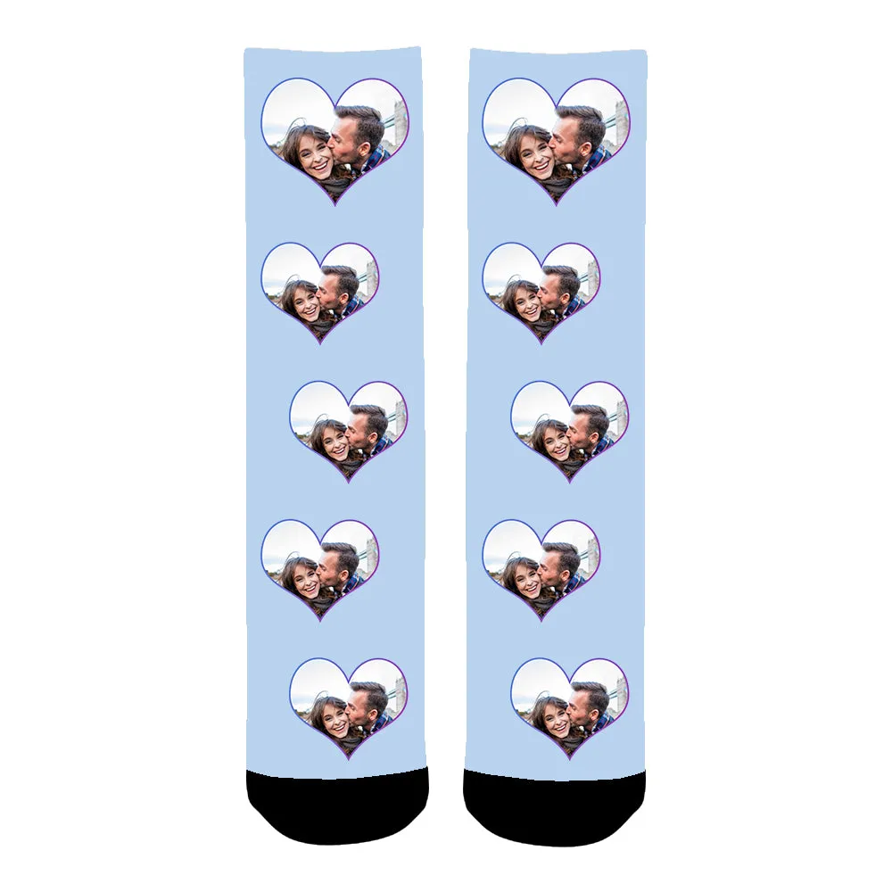 Custom Face Photo In Heart Colorful Socks