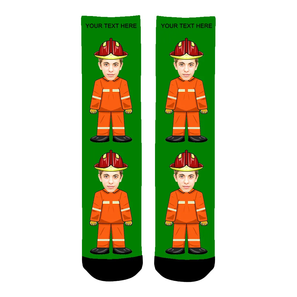 Custom Fireman Photo Socks for Men Women Unisex