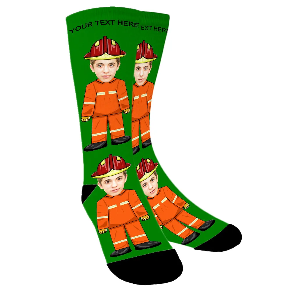 Custom Fireman Photo Socks for Men Women Unisex