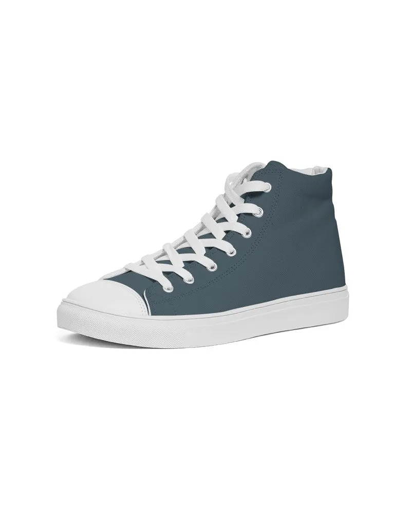 Dark Cyan Women's High-top Canvas Sneakers | Women's | Dark Pale Pastel Cyan | C30M0Y0K80