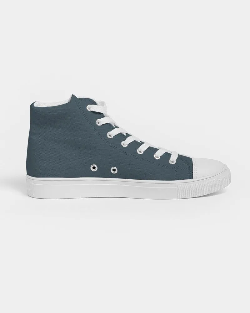 Dark Cyan Women's High-top Canvas Sneakers | Women's | Dark Pale Pastel Cyan | C30M0Y0K80