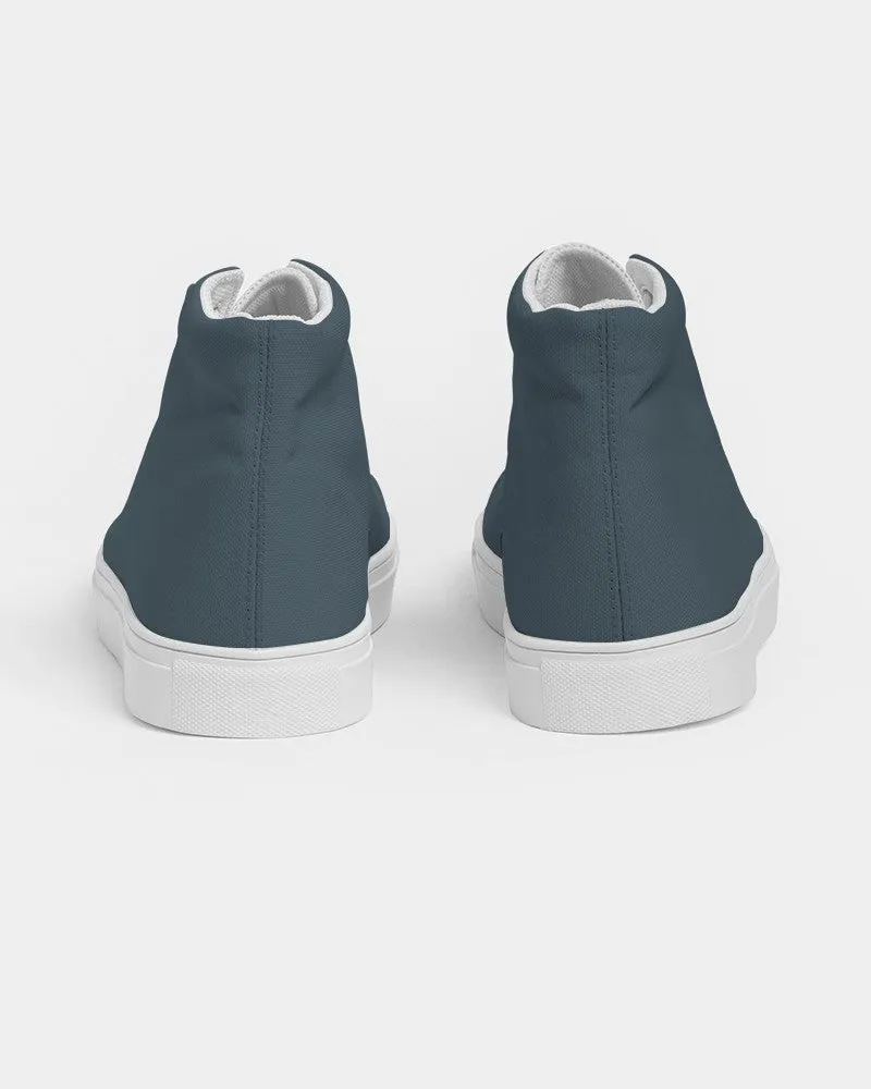 Dark Cyan Women's High-top Canvas Sneakers | Women's | Dark Pale Pastel Cyan | C30M0Y0K80