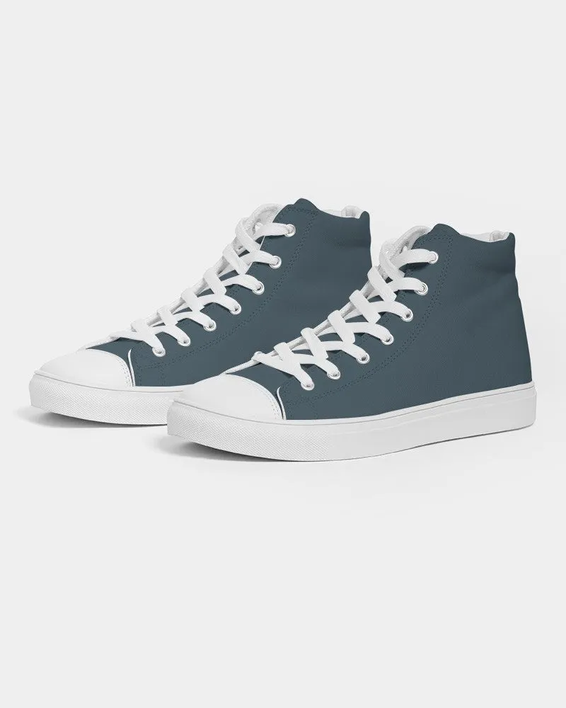 Dark Cyan Women's High-top Canvas Sneakers | Women's | Dark Pale Pastel Cyan | C30M0Y0K80