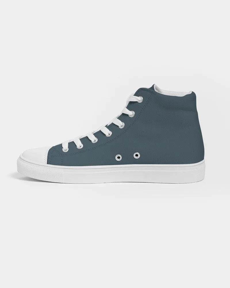 Dark Cyan Women's High-top Canvas Sneakers | Women's | Dark Pale Pastel Cyan | C30M0Y0K80