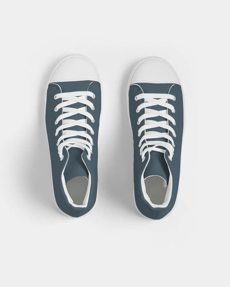 Dark Cyan Women's High-top Canvas Sneakers | Women's | Dark Pale Pastel Cyan | C30M0Y0K80