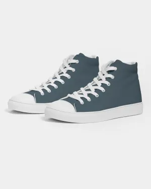 Dark Cyan Women's High-top Canvas Sneakers | Women's | Dark Pale Pastel Cyan | C30M0Y0K80