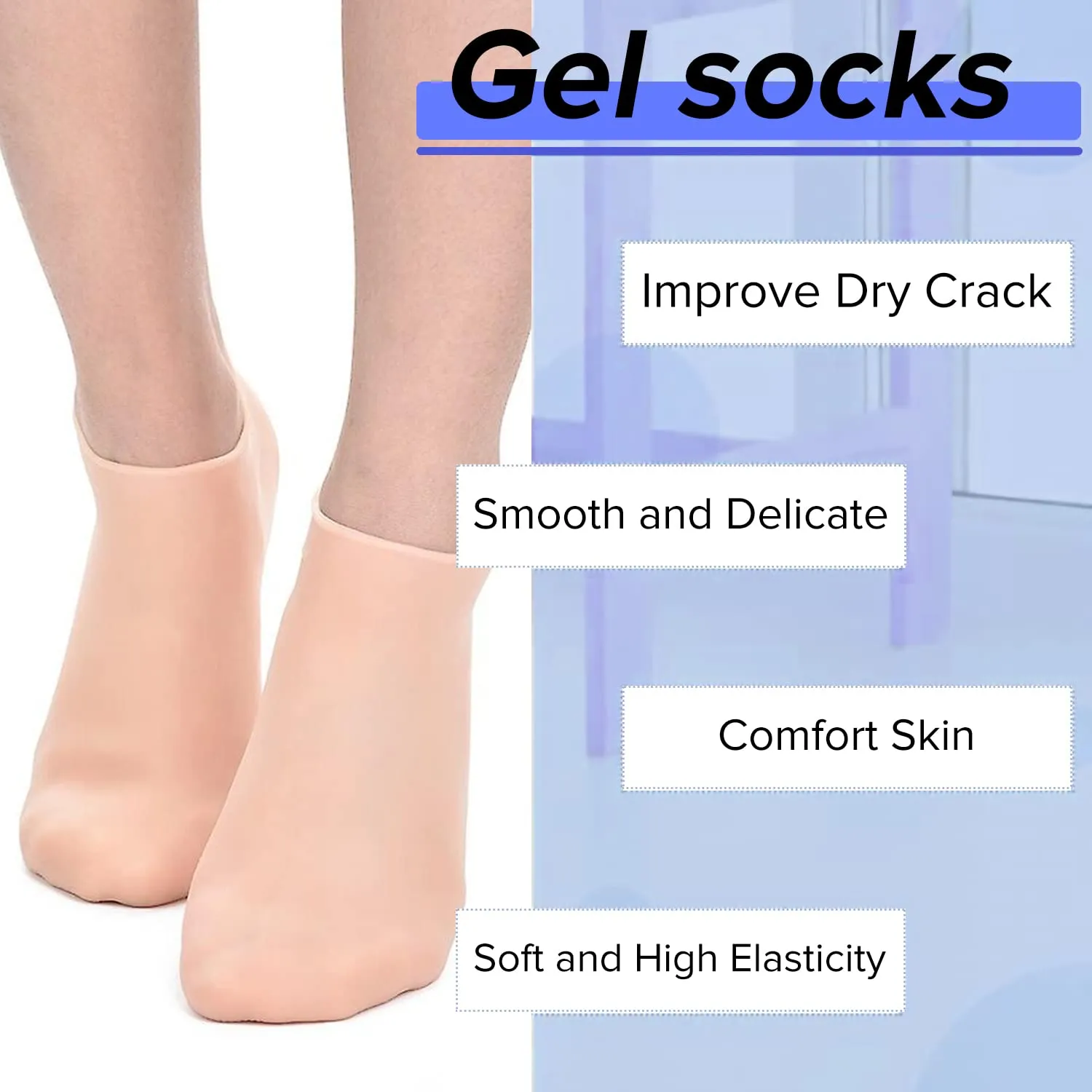 Dr Foot Silicone Socks | Anti Slip Silicone Moisturizing Socks | Dry Cracking Skin | For Both Men & Women | Full Length, Large Size – 1 Pair (Pack of 3)