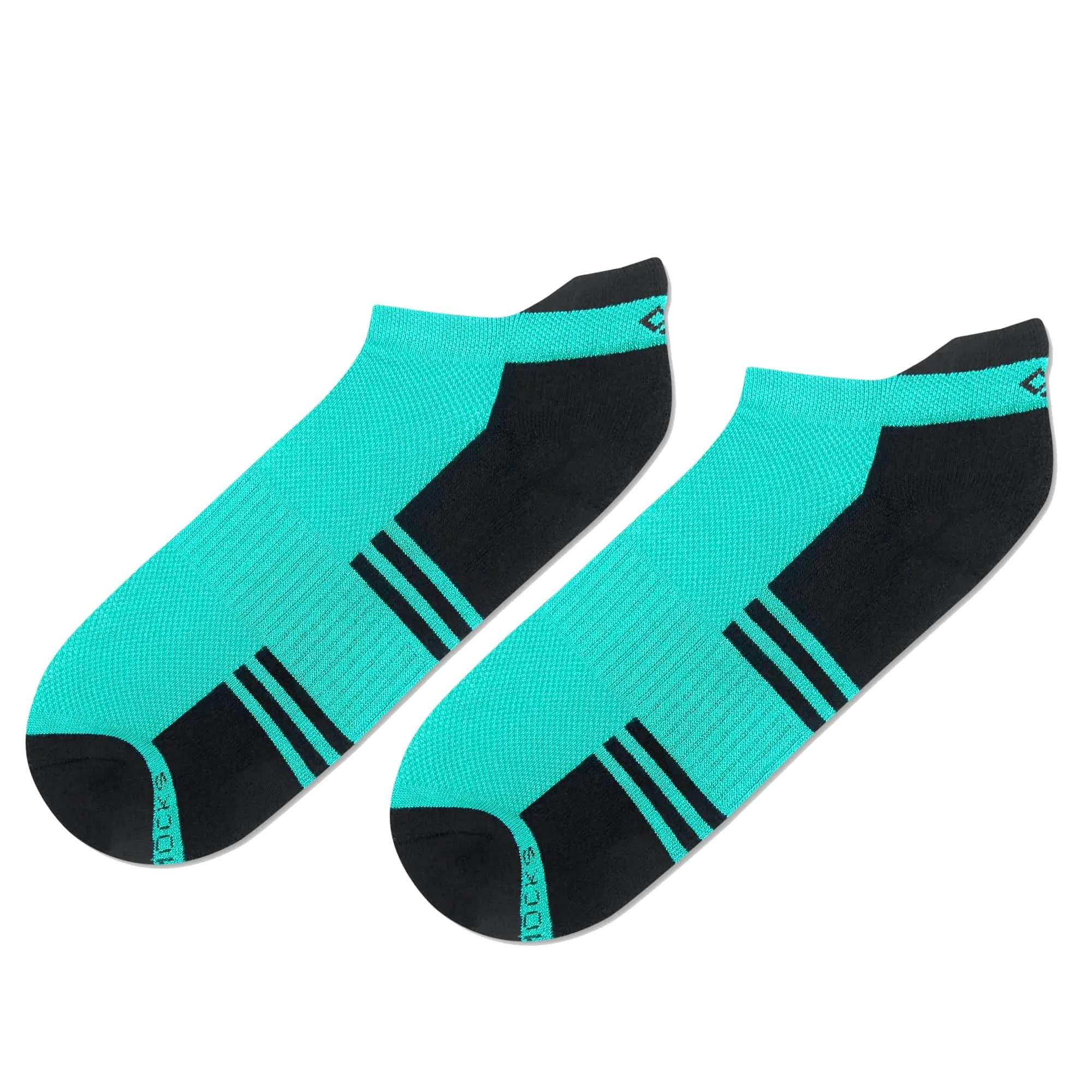 Dual Solid Turquoise/Black Bamboo Unisex Ankle Length Socks
