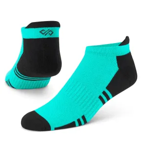 Dual Solid Turquoise/Black Bamboo Unisex Ankle Length Socks
