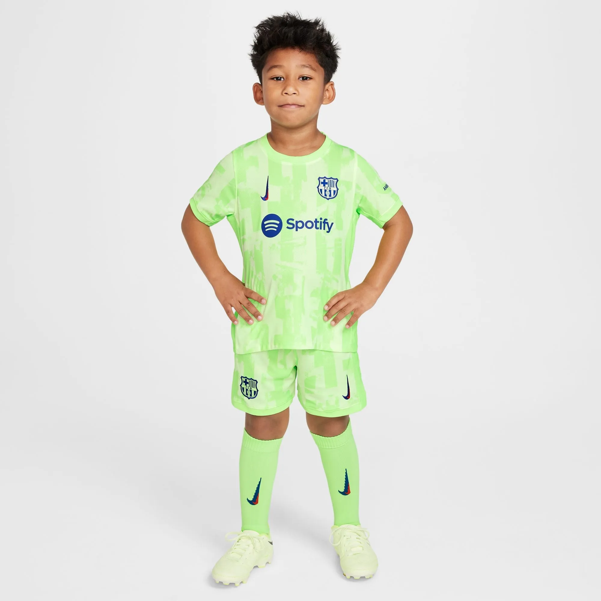 FC Barcelona 2024/25 Stadium Third Little Kids' Nike Soccer Replica Three-Piece Kit