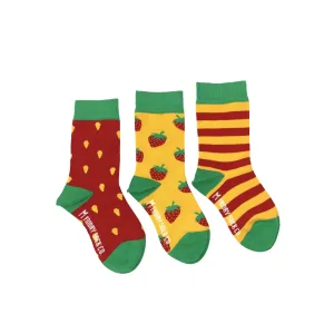 Friday Socks | Kid's Inside Out Strawberry & Stripe Socks