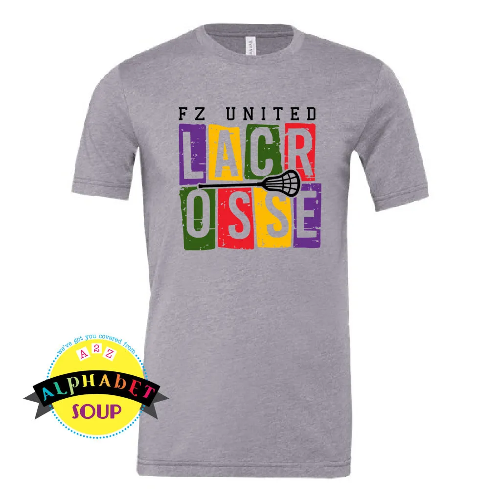 FZ United Boys Lacrosse Colorful Boxed Design On Adult and Youth Tees And Sweatshirts