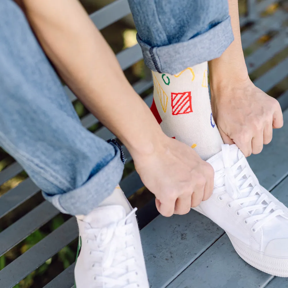 Geometry Printed Crew Length Socks